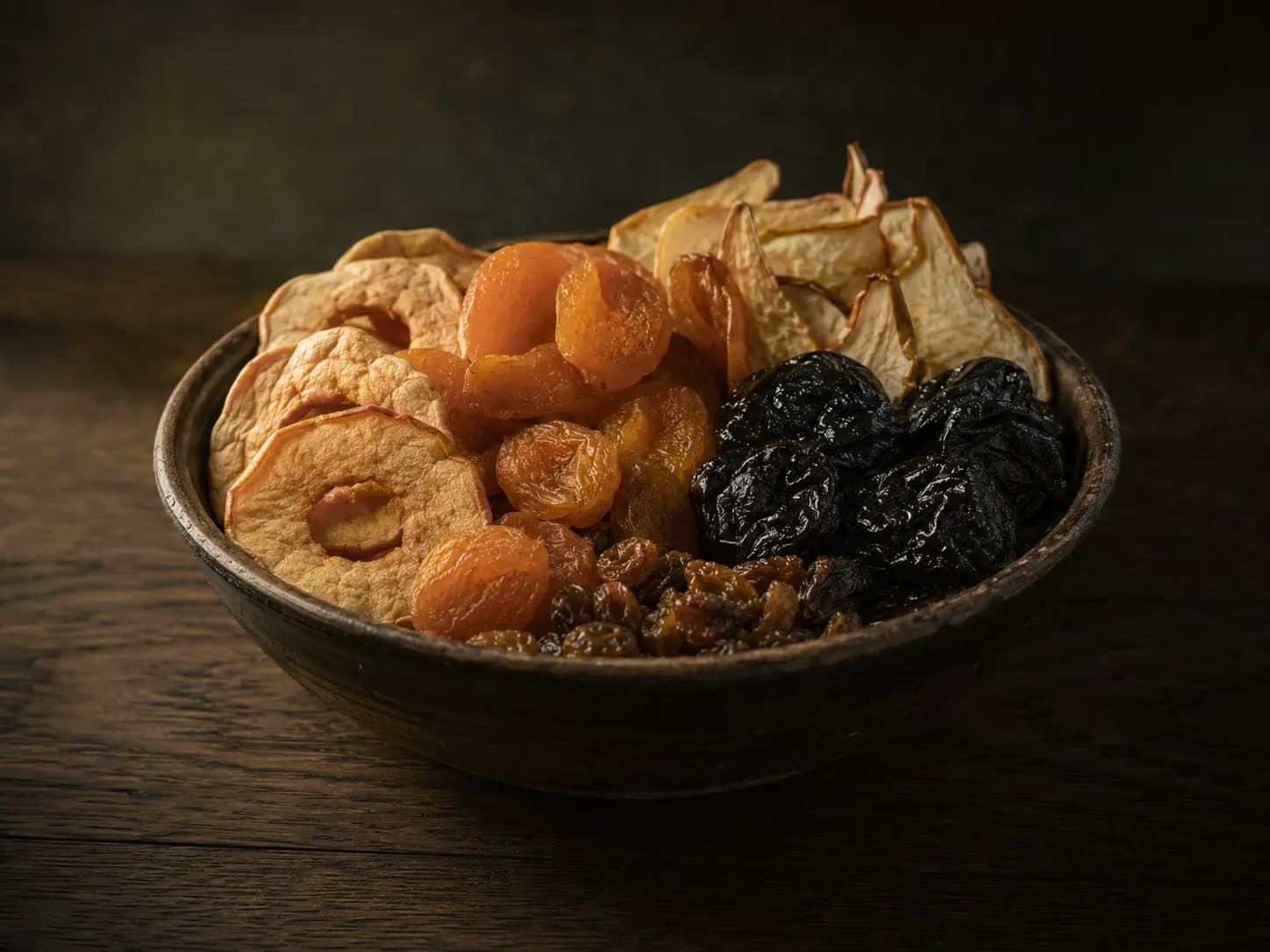 Dried apricots in the CAFG dark, tactile product world