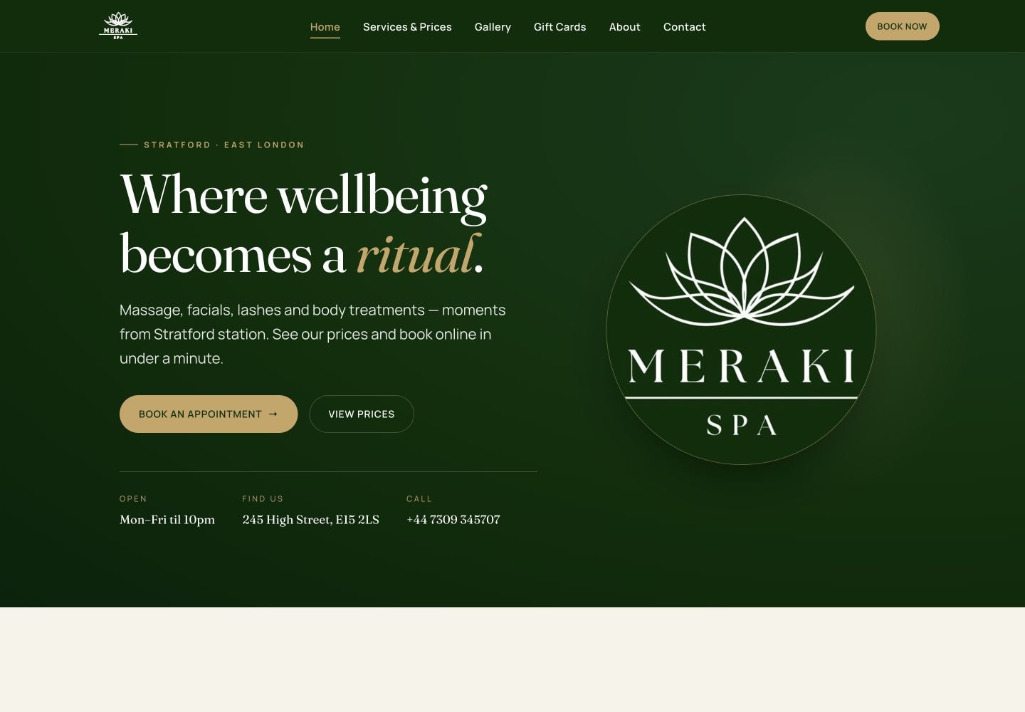Meraki Spa — Service Website · Level I